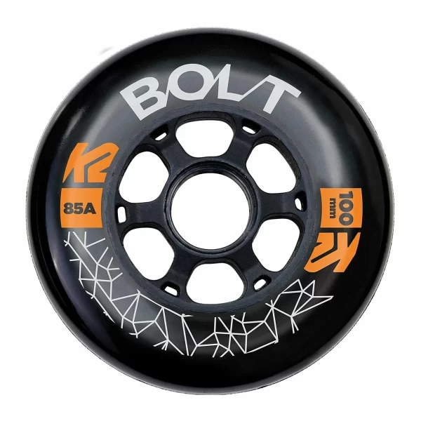 K2 Bolt 100mm Räder (4-pack) Schwarz – Silber – Orange 1