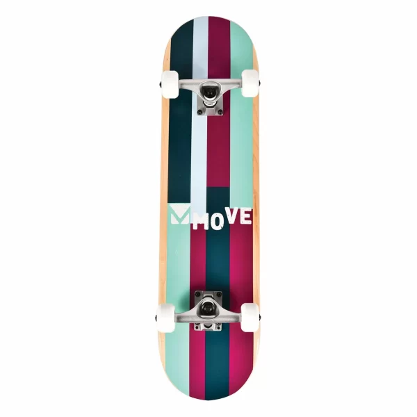 Move 31″ Stripes Skateboard Schwarz – Violett – Grün – Blau 1