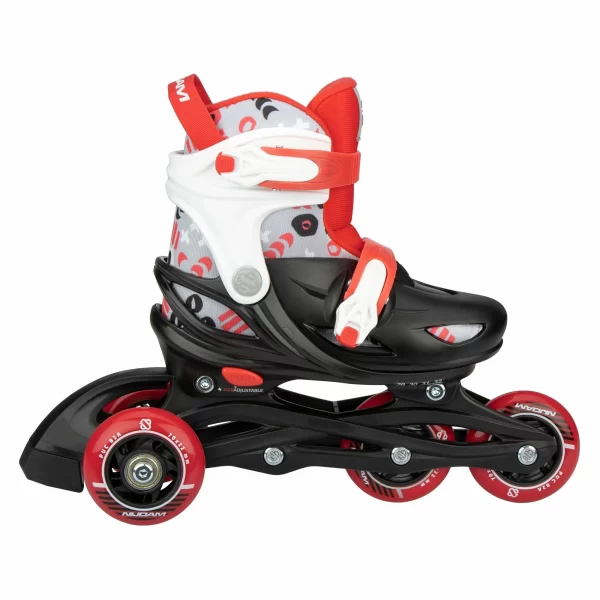 Nijdam 3-in-1 Street Shift Skate Kinder (verstellbar) Schwarz – Rot – Grau 4
