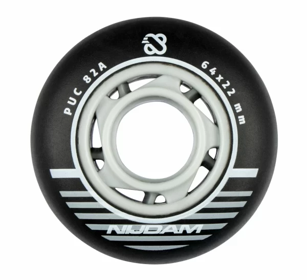Nijdam 64mm Räder 4-Pack Schwarz – Silber 1