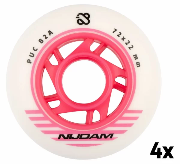 Nijdam Inline Skate Räder 72mm (4-pack) Weiß – Rosa 1