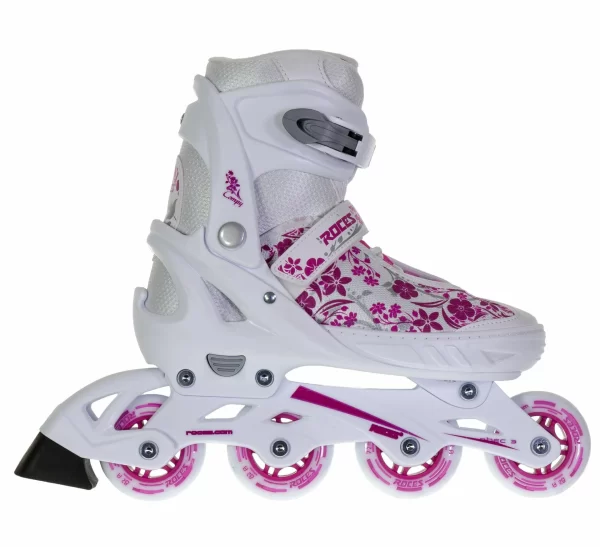 Roces Compy 8.0 Girl (verstellbar) Weiß – Rosa 1