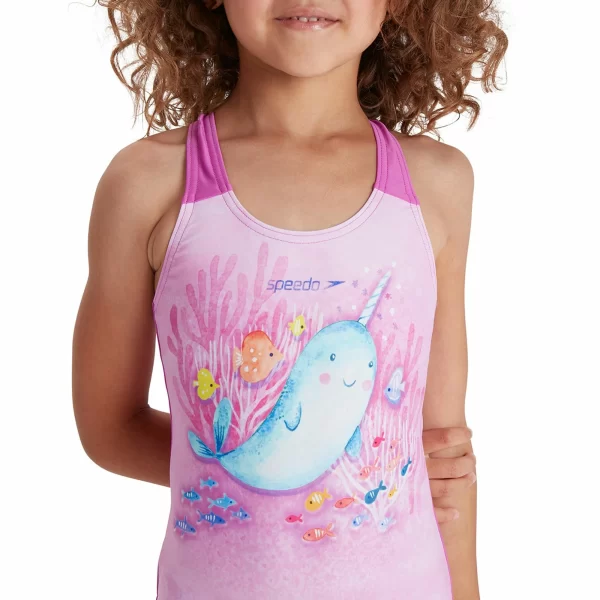 Speedo Digital Placement Racerback Badeanzug Mädchen Rosa 4