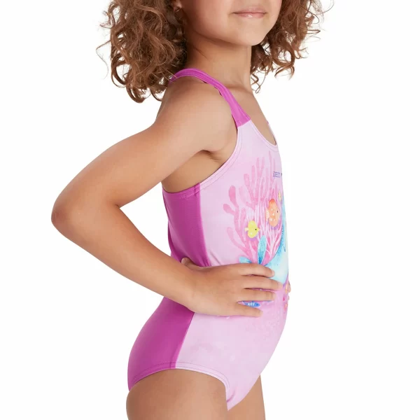 Speedo Digital Placement Racerback Badeanzug Mädchen Rosa 5