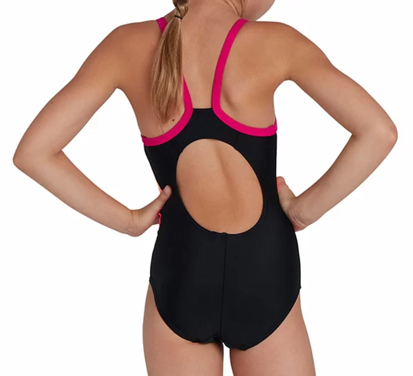 Speedo Dive Thinstrap Muscleback Badeanzug Mädchen Schwarz – Rosa – Orange 3