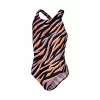 Speedo ECO Allover Medalist Badeanzug Mädchen Schwarz – Orange – Violett 19