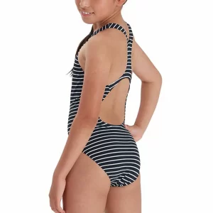 Speedo Essential Medalist Badeanzug Mädchen Marine – Weiß 9