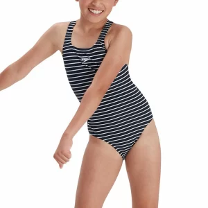 Speedo Essential Medalist Badeanzug Mädchen Marine – Weiß 11