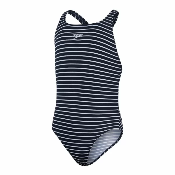 Speedo Essential Medalist Badeanzug Mädchen Marine – Weiß 6