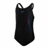 Speedo Plastisol Placement Muscleback Badeanzug Mädchen Schwarz – Rot – Blau 19